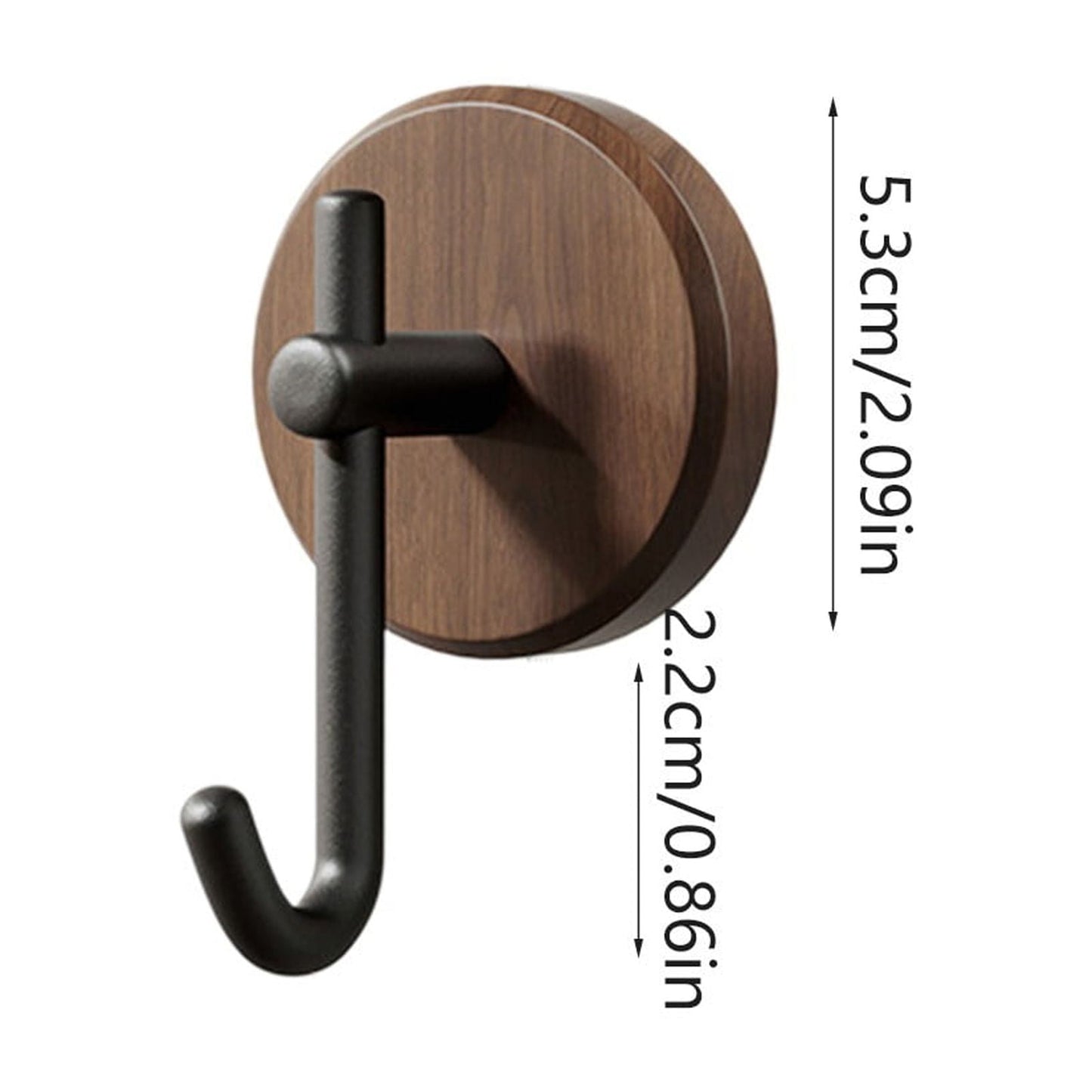 Wreath Hanger for Front Door, No Drilling Walnut Hook, Stick on Wall Hook, Self-Adhesive Household Hook for Towels, Keys, Hats, Coats, Bags 2PCS Black