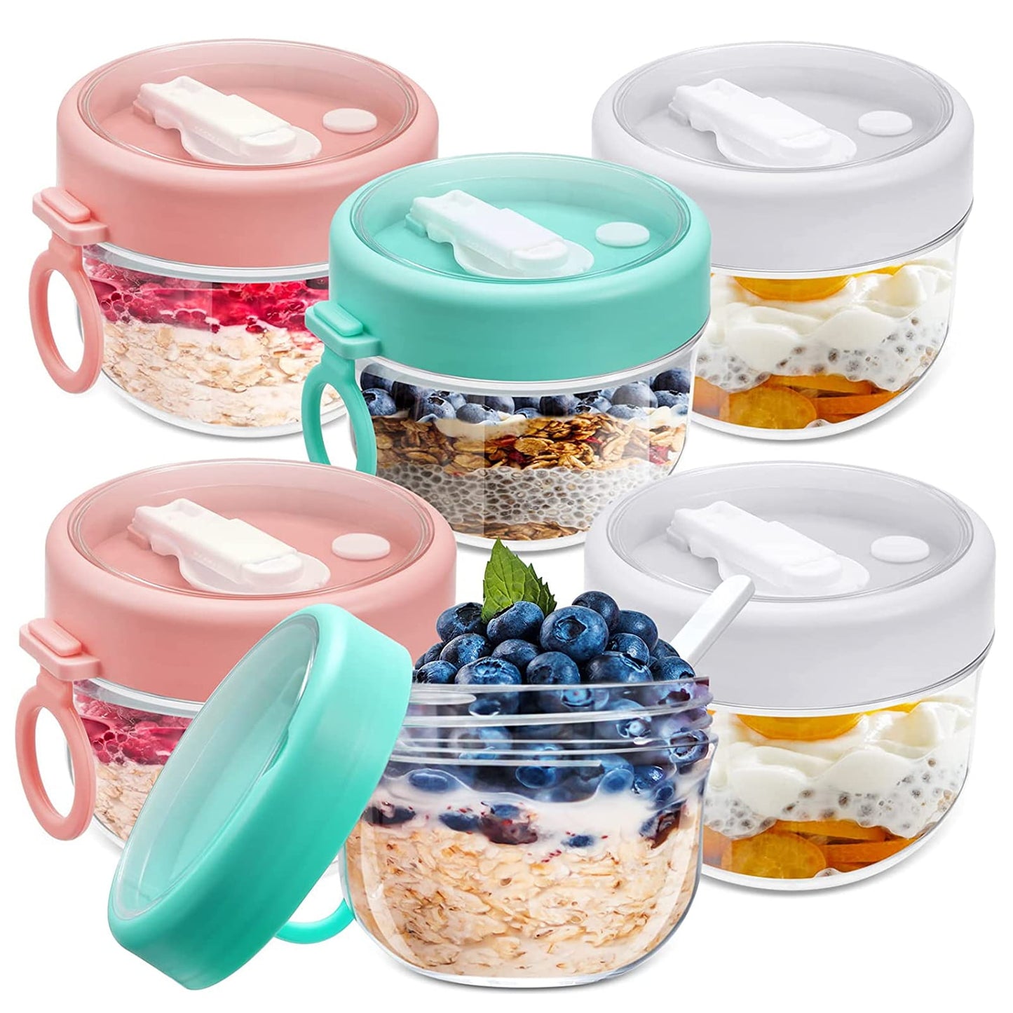 BOBASNDM Polycarbonate White PC Leakproof Yogurt Container Cyan