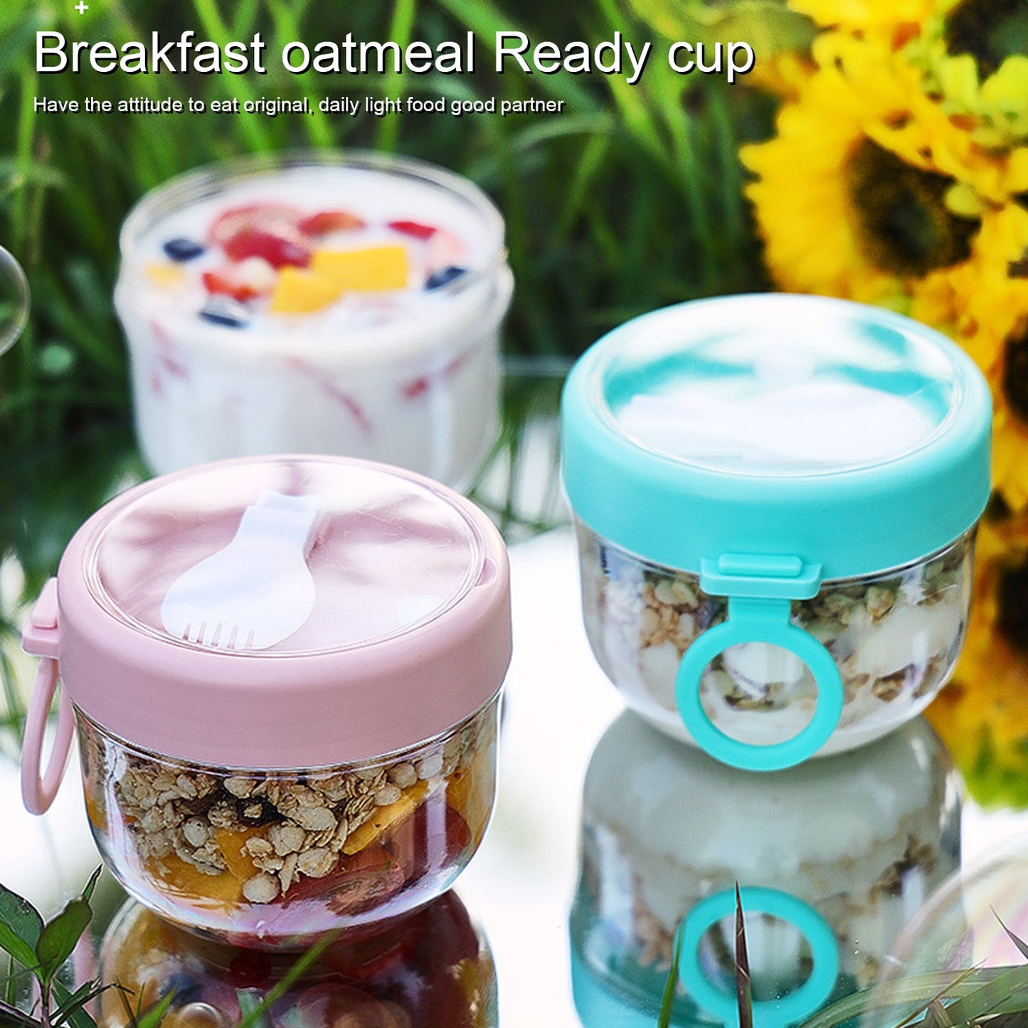 BOBASNDM Polycarbonate White PC Leakproof Yogurt Container Cyan
