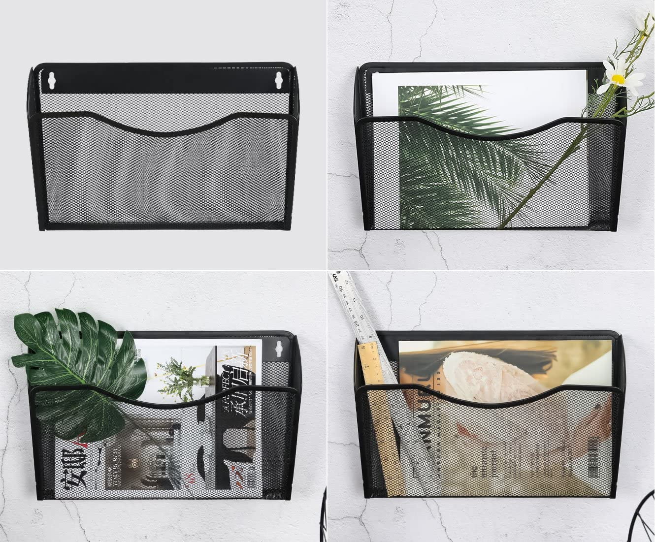 Tutuviw Wall Mount File Organizer Metal Letter Size Black