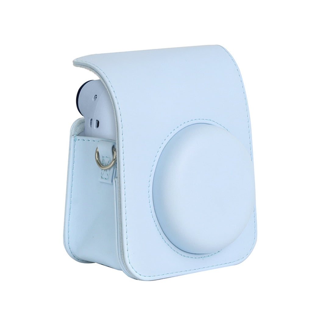 For Instax Mini 12 Camera Case PU Leather Soft Silicone Cover Bag for Fujifilm Polaroid Film Camera Bag w/Shoulder Strap Iris purple