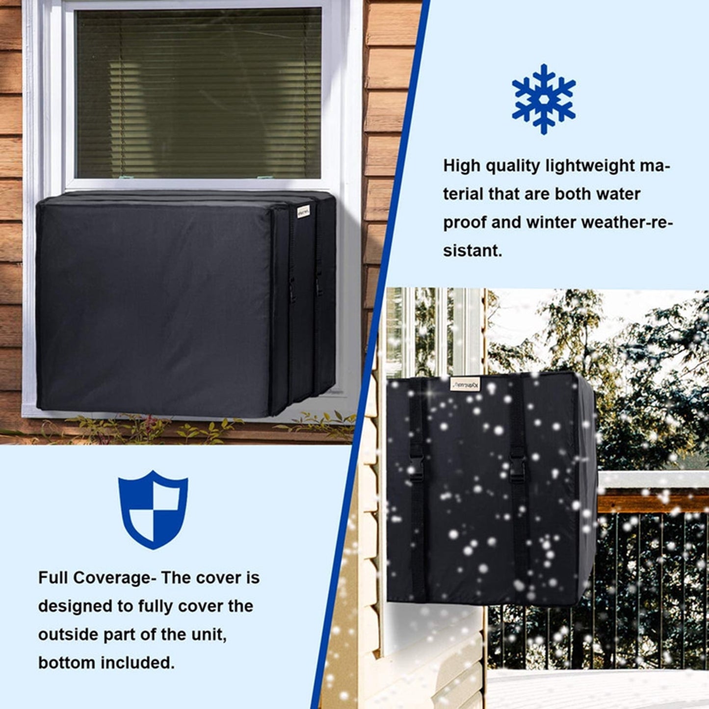 Cheers.US Window Air Conditioner Cover Outdoor, Outside Window AC Unit Cover Black Dust-Proof Waterproof AC Cover Outdoor Window AC Protection Cover 16.93" x 13.39" x 12.6" Black