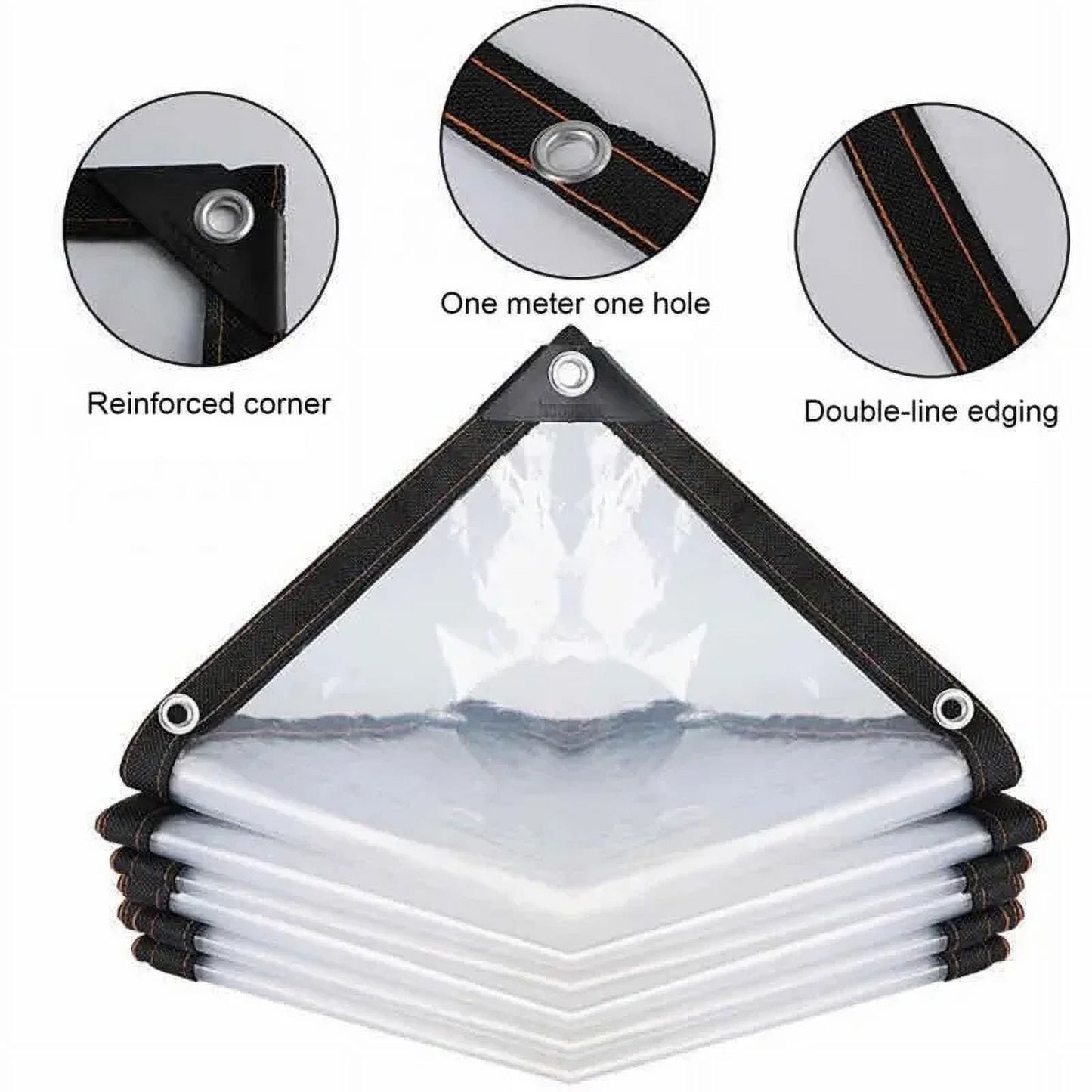 Clear Tarp Heavy Duty Tarp Cover Waterproof Tarpaulin with Grommets for Gardening Camping Traveling 39x39in, 2 Pcs