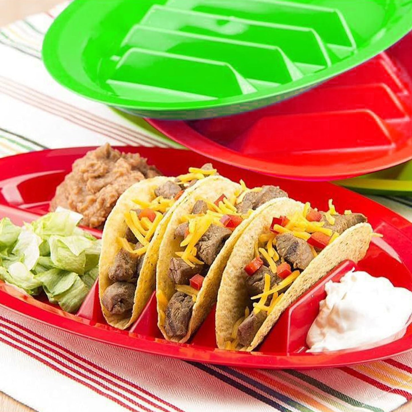 Ludlz Tacos Holder Plate Durable Easy to Clean Mexican Pancakes Corn Hot Dogs Cakes Toasts Food Tray for Home Yellow