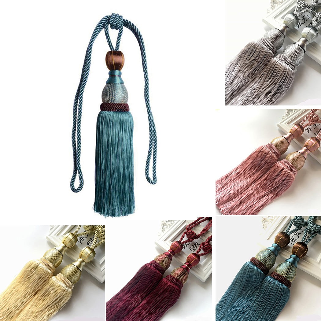 Bosisa 2pcs Large Tie Backs Ball Tassel Curtain Rope Tieback,Gold Silver