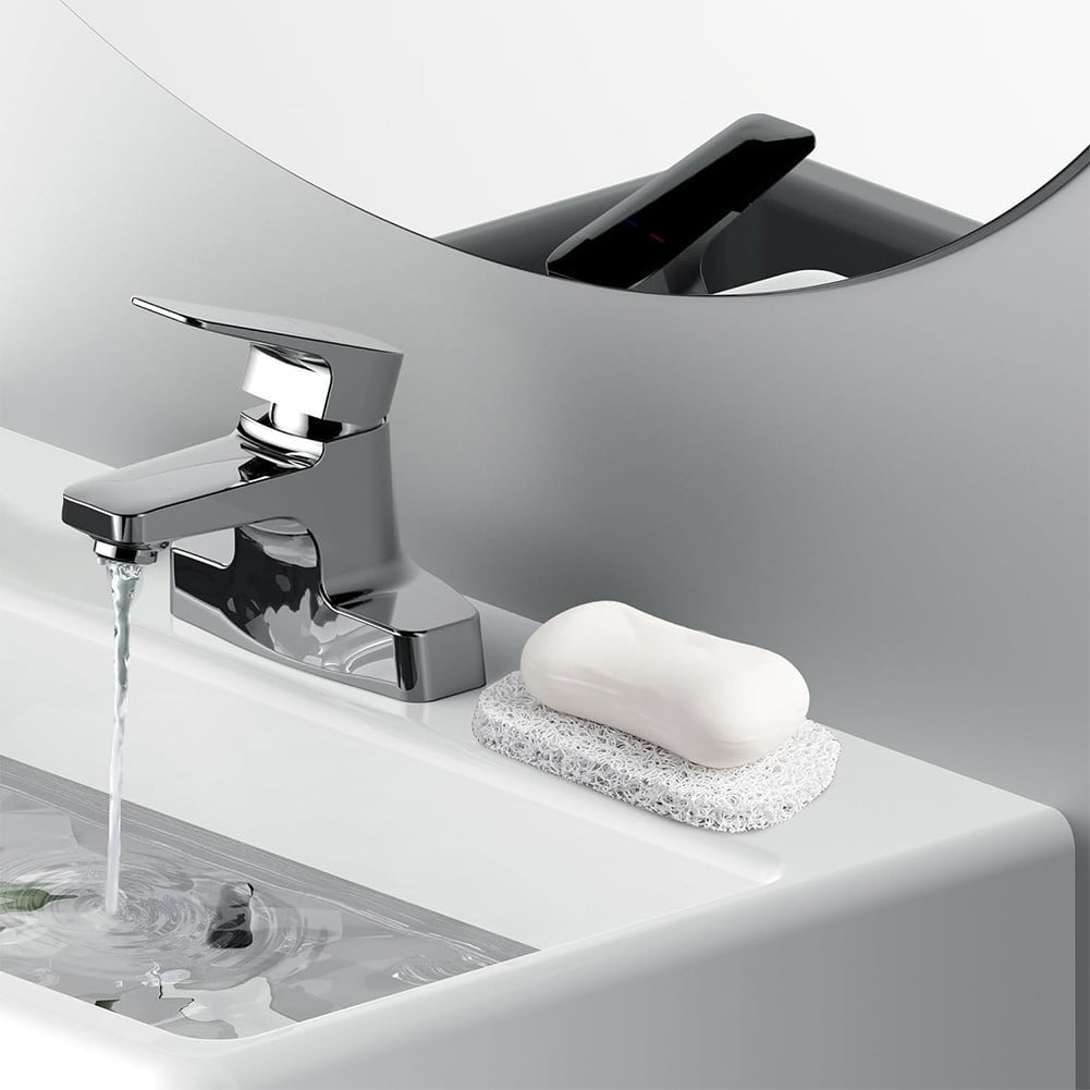 Lierteer 5PCS Shower Soap Bar Saver Lift Holder Dish Sponge Rack Tray Fast Dry Non-Slip white