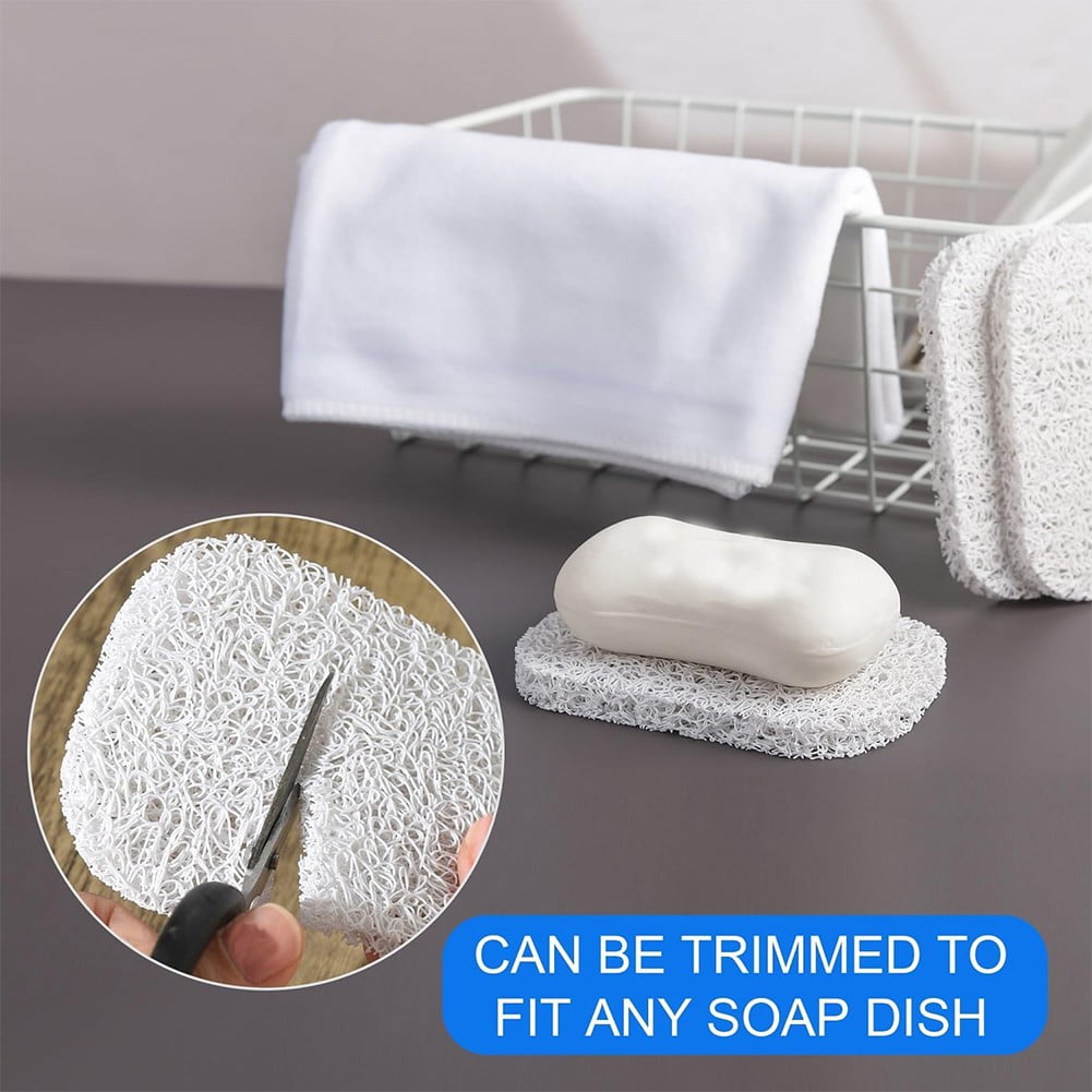 Lierteer 5PCS Shower Soap Bar Saver Lift Holder Dish Sponge Rack Tray Fast Dry Non-Slip white