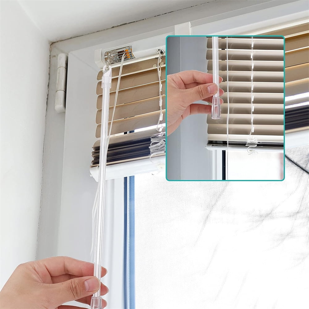 Tutuviw Blind Wand Vertical Blinds Replacement Parts,2PCS White Fiberglass Blinds Stick Replacement with Hook and Handle Curtain Stick Blind Tilt Wand for Window Opener Accessory (12 Inch)