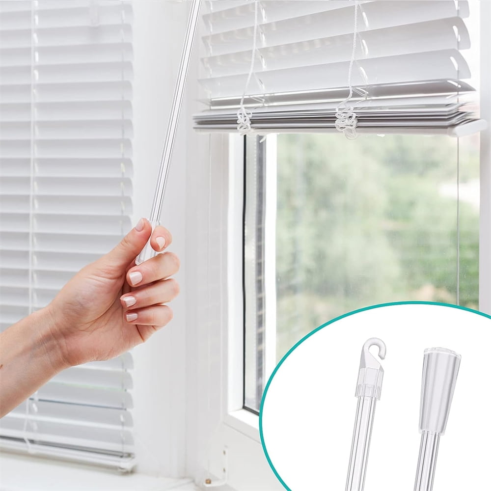 Tutuviw Blind Wand Vertical Blinds Replacement Parts,2PCS White Fiberglass Blinds Stick Replacement with Hook and Handle Curtain Stick Blind Tilt Wand for Window Opener Accessory (12 Inch)