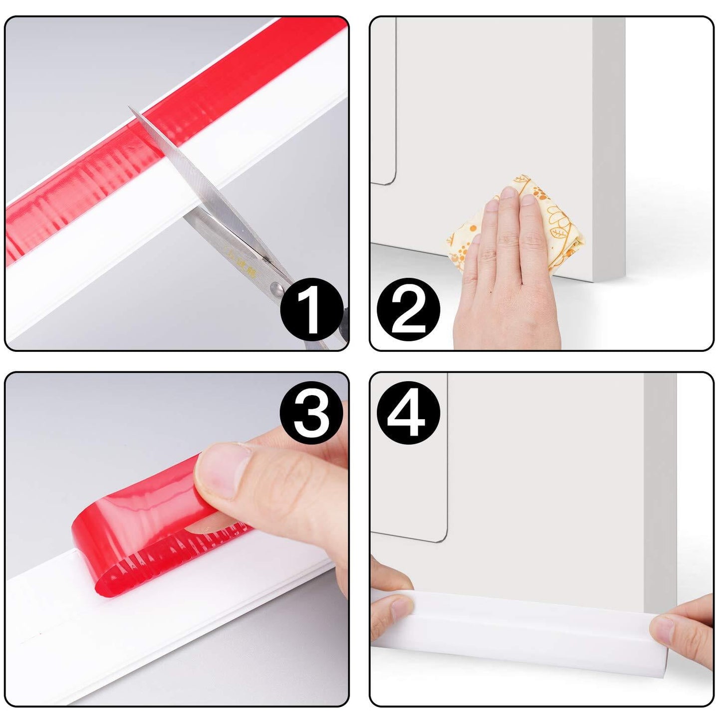 Door Draft Stopper, 37 Inch Under Door Sweep Bottom Blocker with Rubber Seal Strip, Under Door Seal for Exterior/Interior, Soundproof Weather Stripping Door Seal(White) 1PC Black