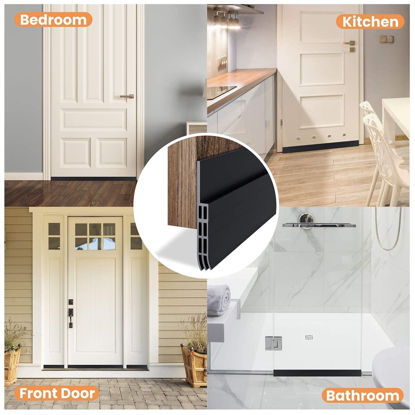 Door Draft Stopper, 37 Inch Under Door Sweep Bottom Blocker with Rubber Seal Strip, Under Door Seal for Exterior/Interior, Soundproof Weather Stripping Door Seal(White) 2PC Brown