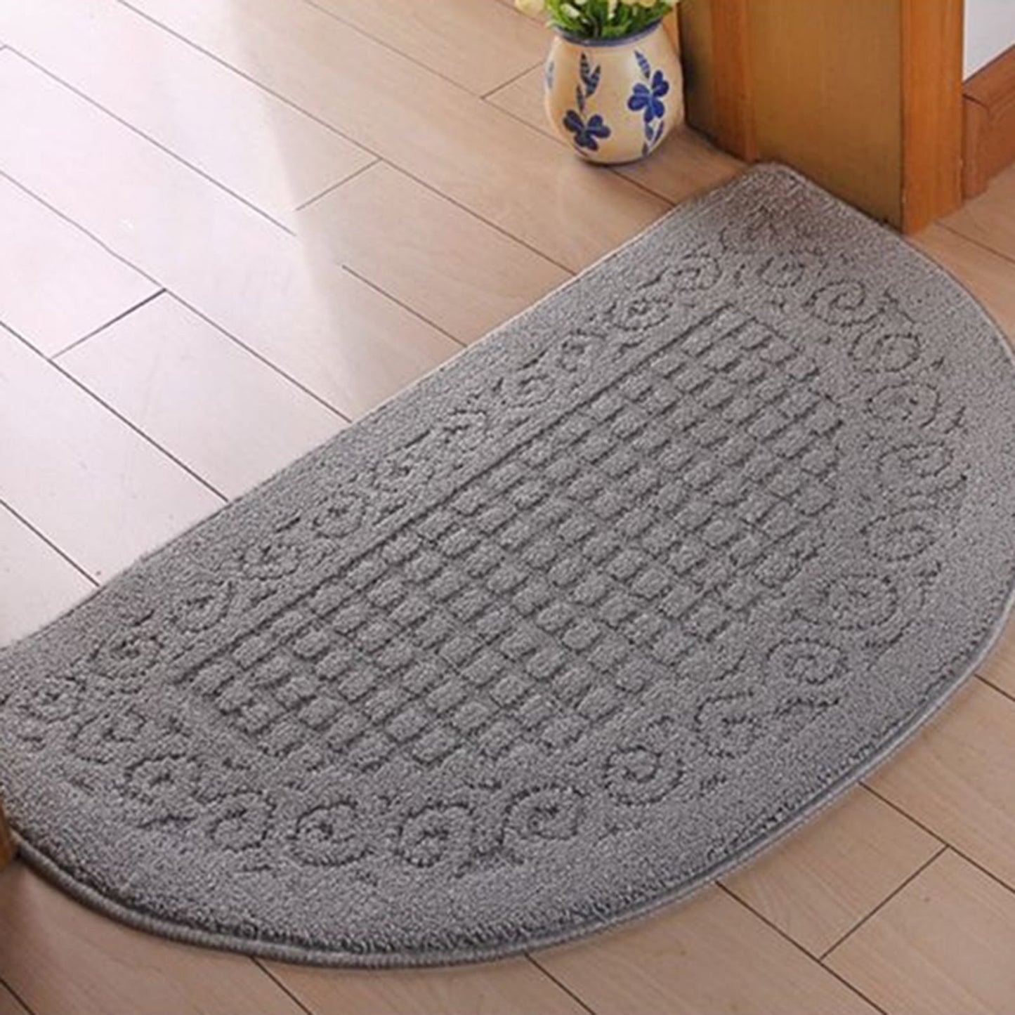 sunsanly Doormat Semi-Circle Shape Anti-slip Absorbs Moisture And Dirt Wear-resistant Indoor Entrance Door Mat Living Room Kitchen Bathroom Entryway Carpet 1pc Blue