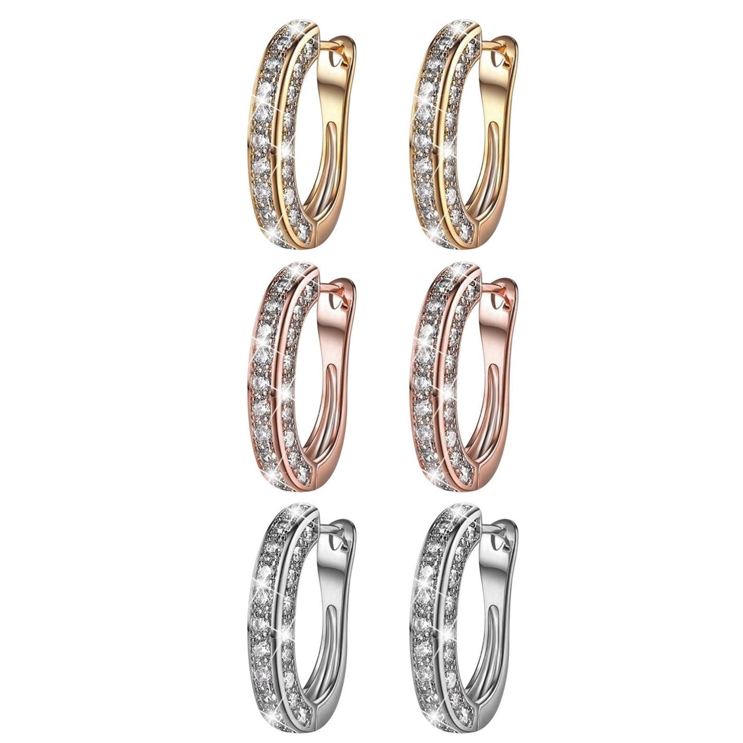 Chmadoxn 925 Hoop Earrings for Women Silver Women Hoop Earrings Set with GH Created Moissanite gold