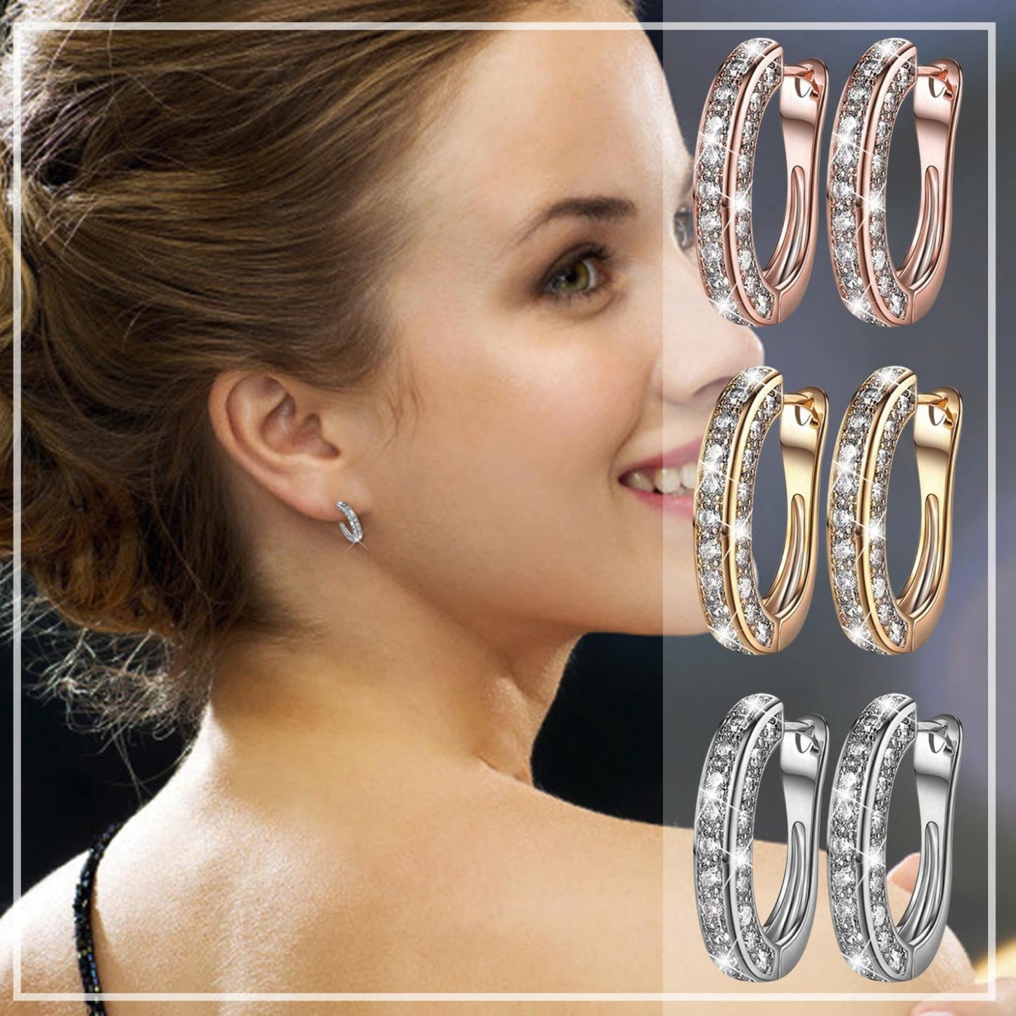 Chmadoxn 925 Hoop Earrings for Women Silver Women Hoop Earrings Set with GH Created Moissanite gold,silver,rose gold