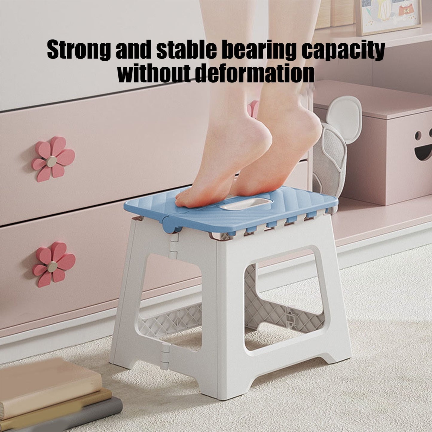 Darzheoy Adult Folding Step Stool, Foldable Stool, Suitable for Living Room, Kitchen, and Bathroom, Portable Travel Stool Blue