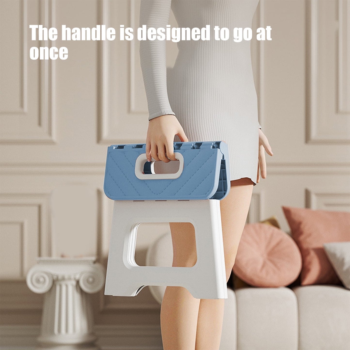 Darzheoy Adult Folding Step Stool, Foldable Stool, Suitable for Living Room, Kitchen, and Bathroom, Portable Travel Stool Blue