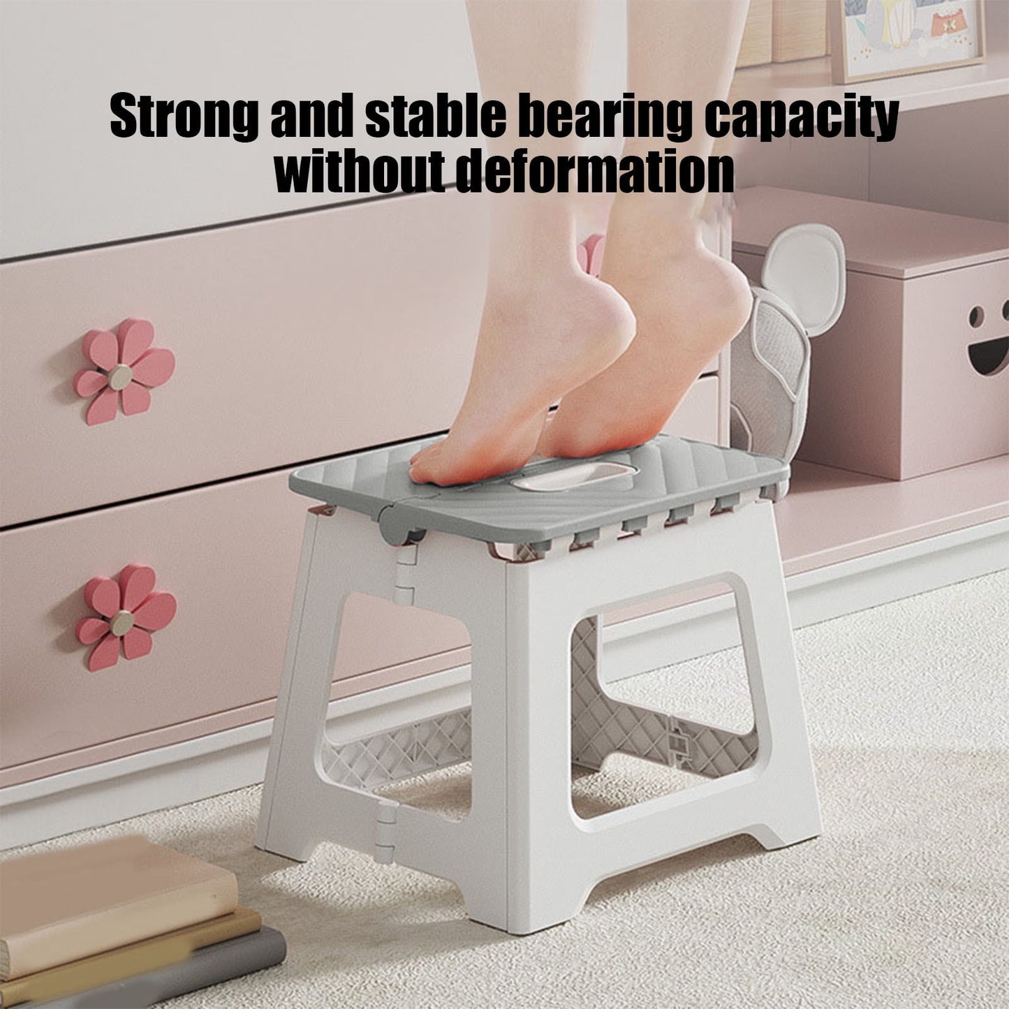 Darzheoy Adult Folding Step Stool, Foldable Stool, Suitable for Living Room, Kitchen, and Bathroom, Portable Travel Stool Gray