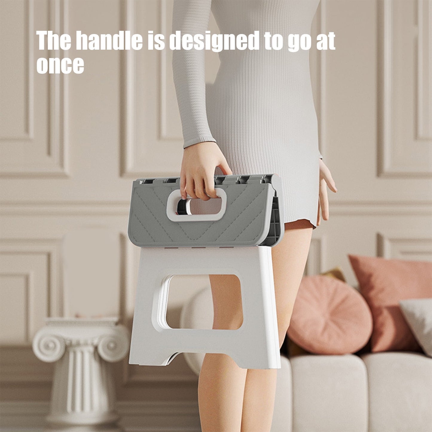 Darzheoy Adult Folding Step Stool, Foldable Stool, Suitable for Living Room, Kitchen, and Bathroom, Portable Travel Stool Gray