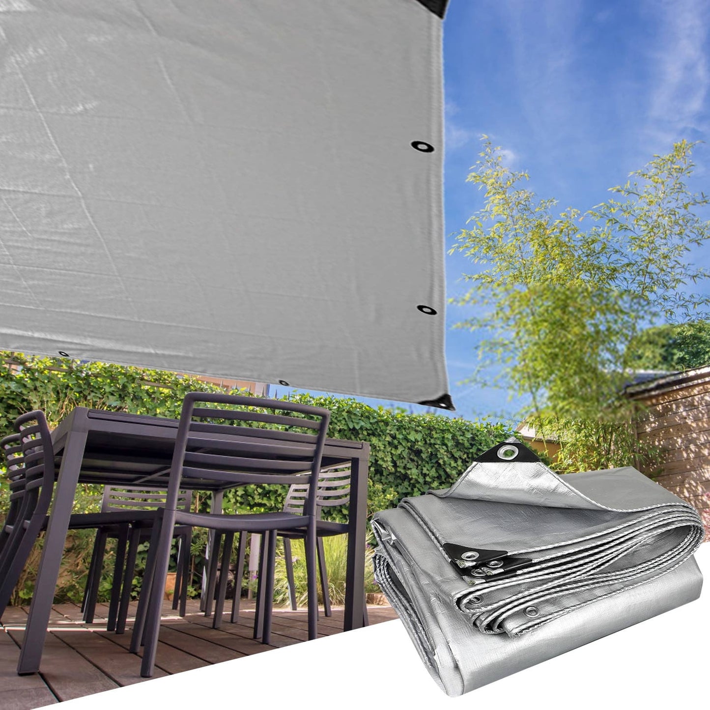 Darzheoy Heavy Duty Tarp Cover, Thick Tarps Waterproof Tear and Rip Proof UV Resistant Tarpaulin with Reinforced Grommets and Edges D