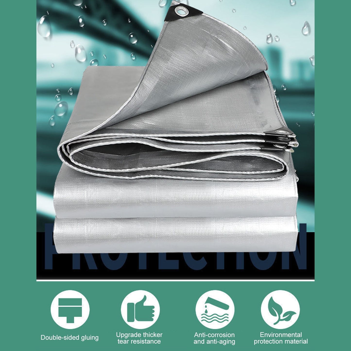Darzheoy Heavy Duty Tarp Cover, Thick Tarps Waterproof Tear and Rip Proof UV Resistant Tarpaulin with Reinforced Grommets and Edges D
