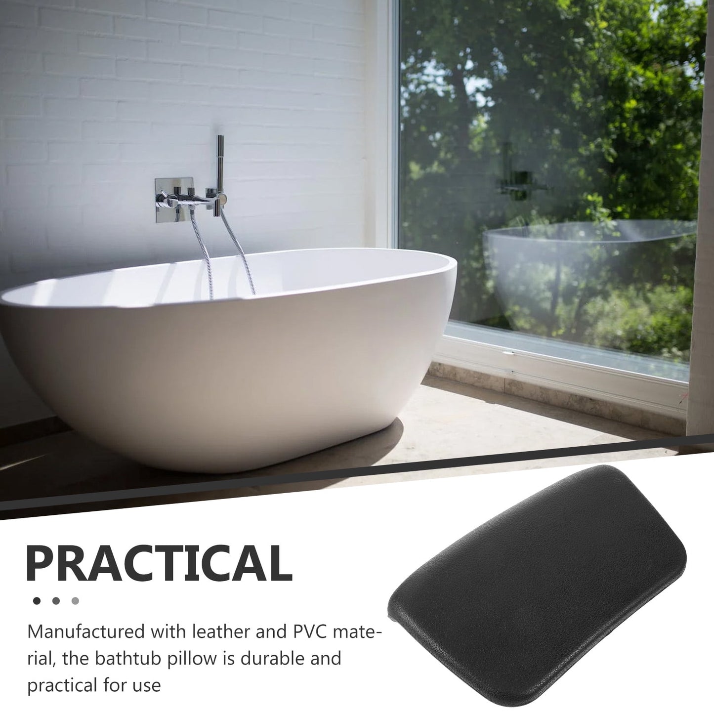 WHAMVOX Soaking Tub Pillow Bathtub Padding for Adults Replacements Black