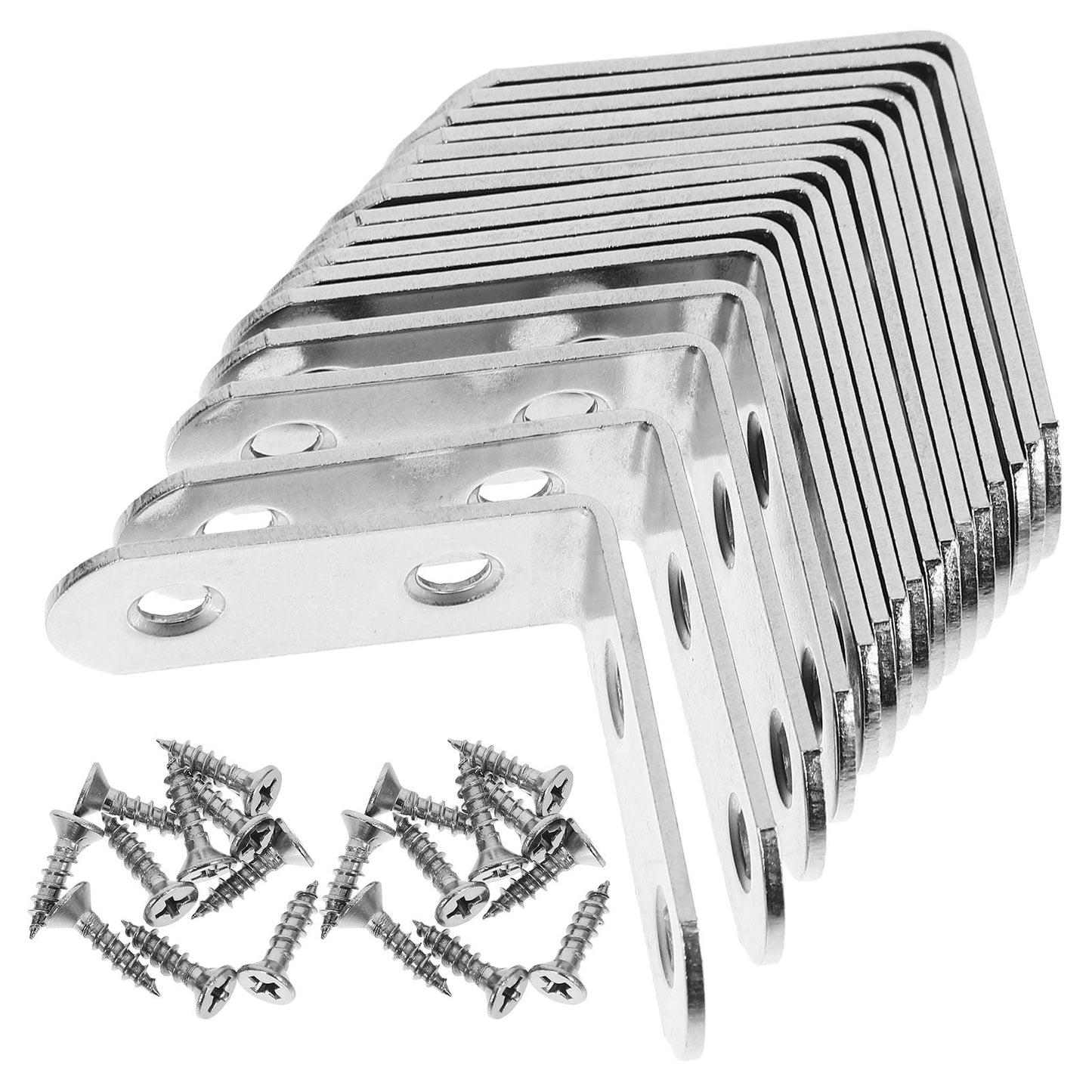 WHAMVOX 16 Sets Angle Brackets for Shelves 90 Degree Corner Brace Braces Silver