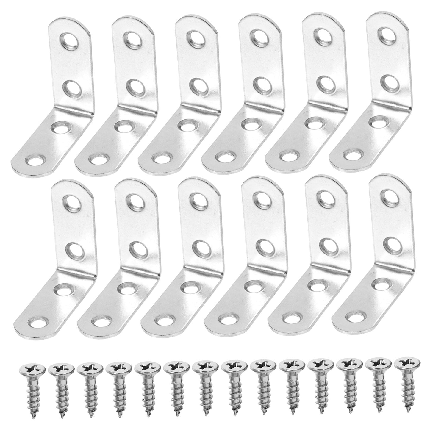 WHAMVOX 16 Sets Angle Brackets for Shelves 90 Degree Corner Brace Braces Silver