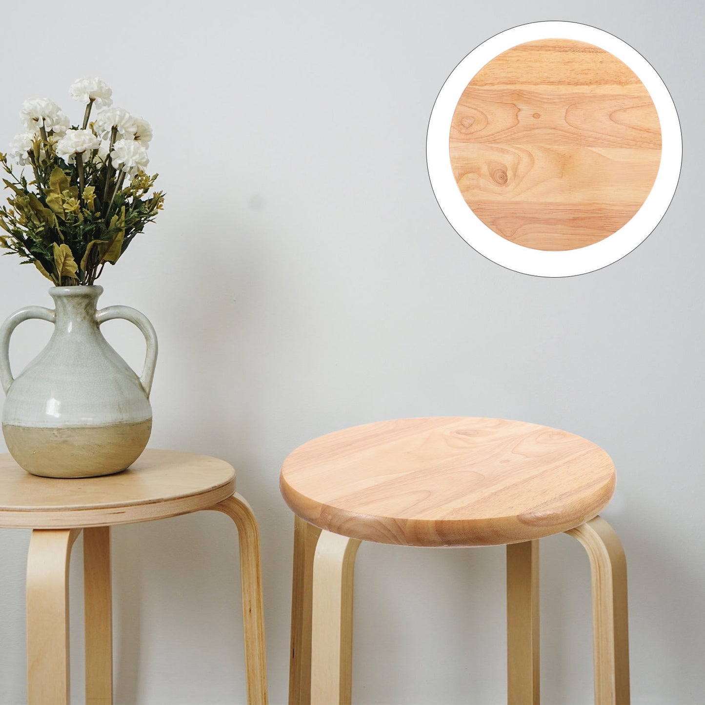 WHAMVOX Beige Wooden Bar Stool Replacement Seat for Daily Use Easy to Clean Home Decor 14.0 Inches