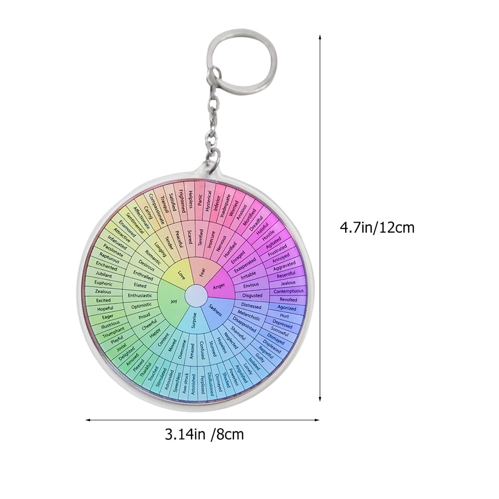 WHAMVOX 2-Pack Metal Hanging Emotion Wheel Keychain Set, Decorative Key for Bags and Keys