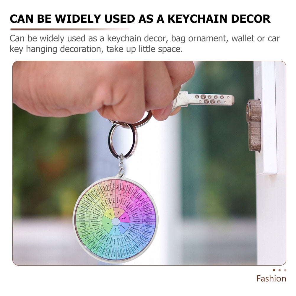 WHAMVOX 2-Pack Metal Hanging Emotion Wheel Keychain Set, Decorative Key for Bags and Keys