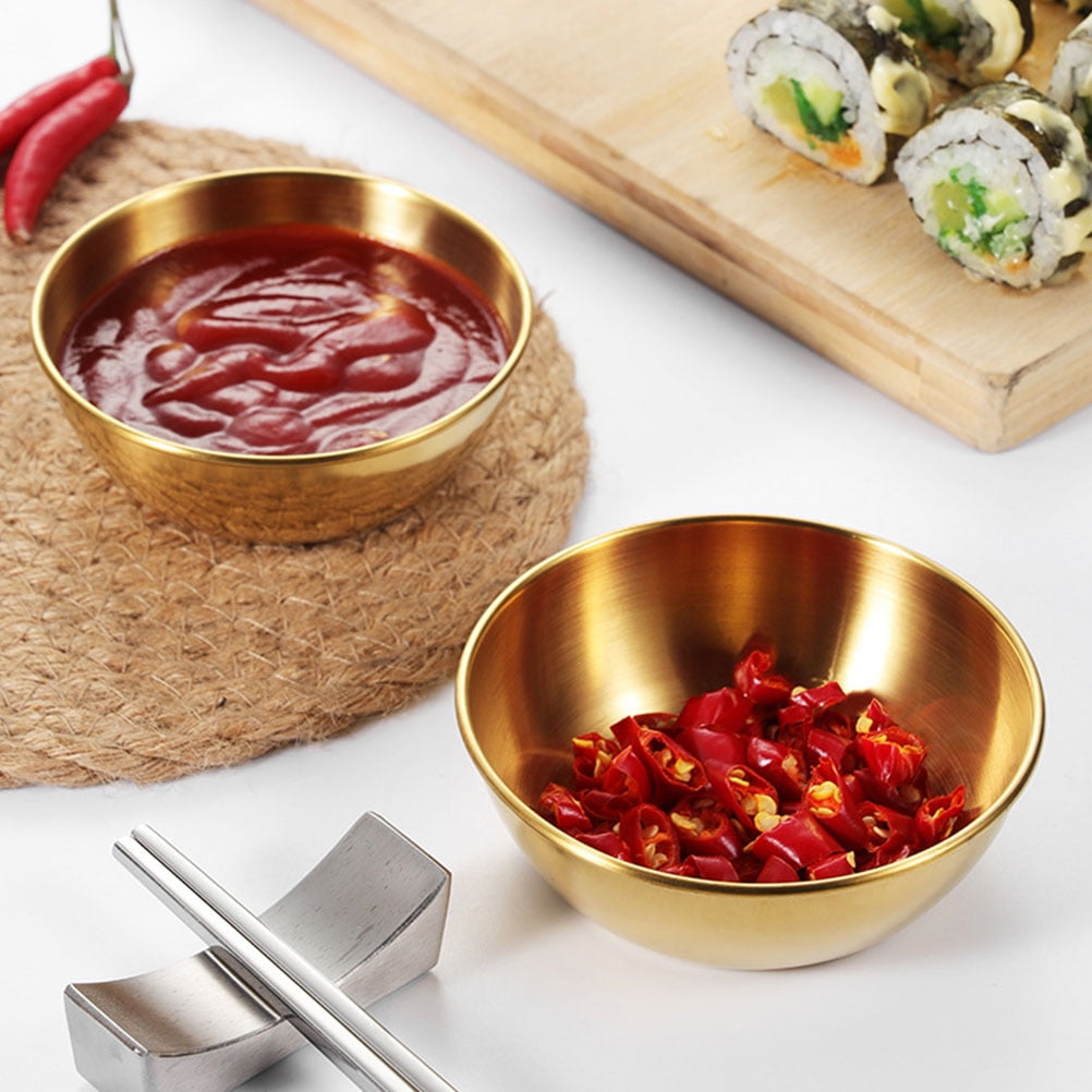 SKISUNO 4-Piece Golden Dipping Sauce Dishes Set for Home and Restaurant Use, and Stylish Serving Bowls