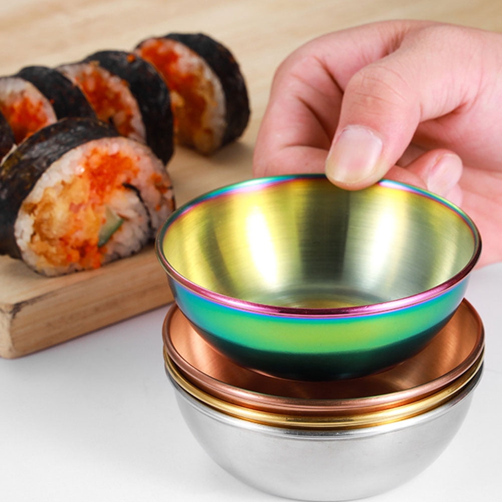 SKISUNO 4-Piece Golden Dipping Sauce Dishes Set for Home and Restaurant Use, and Stylish Serving Bowls