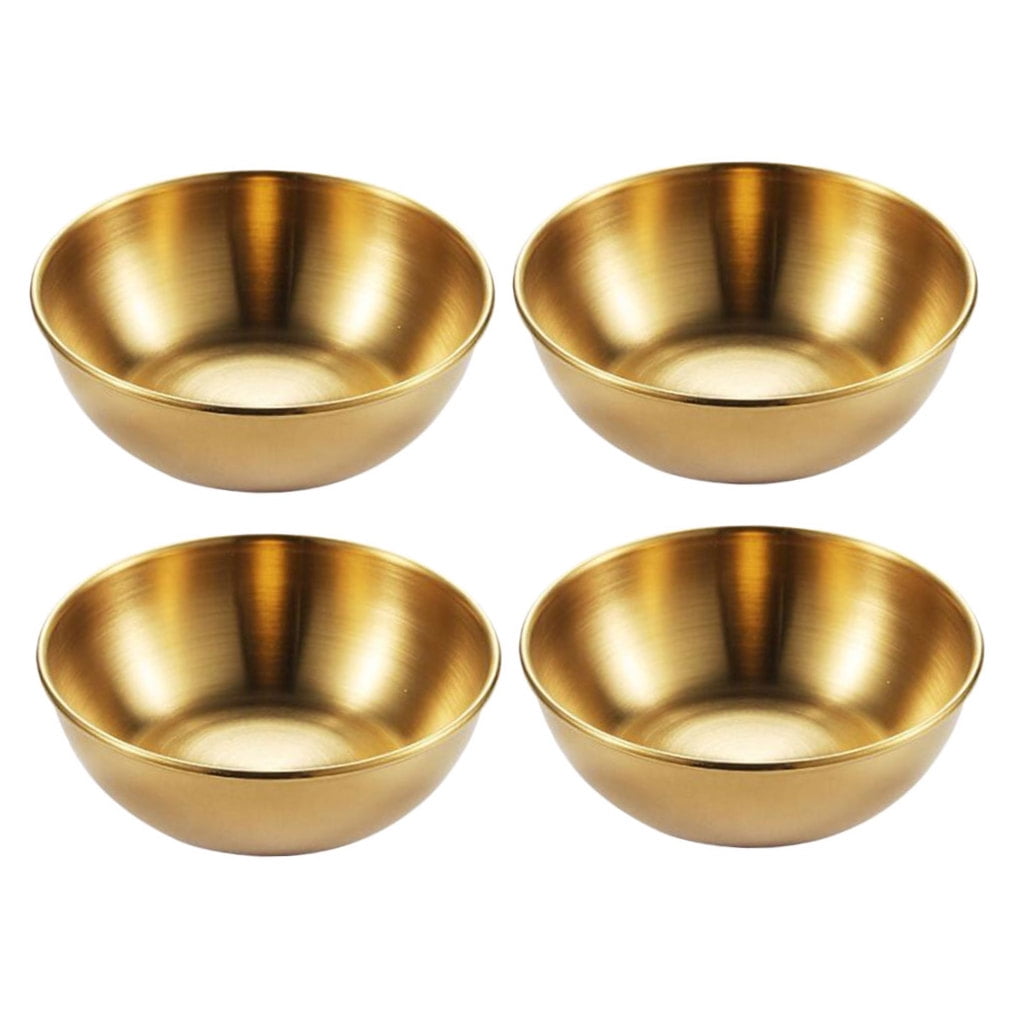 SKISUNO 4-Piece Golden Dipping Sauce Dishes Set for Home and Restaurant Use, and Stylish Serving Bowls