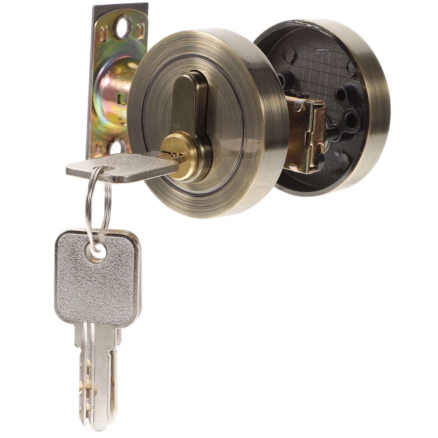 HOOWIFFY Durable Golden Deadbolt Lock Single Cylinder with Key for Home Use
