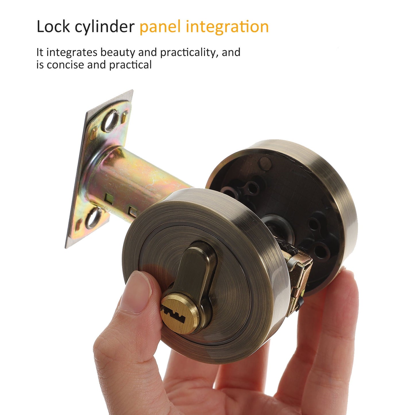 HOOWIFFY Durable Golden Deadbolt Lock Single Cylinder with Key for Home Use