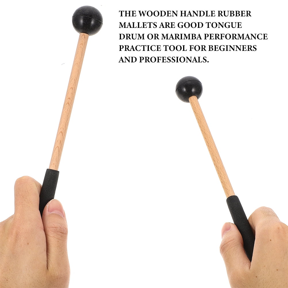 HOOWIFFY Drum Mallets Wooden Rubber 2 Pairs 8.7x1in