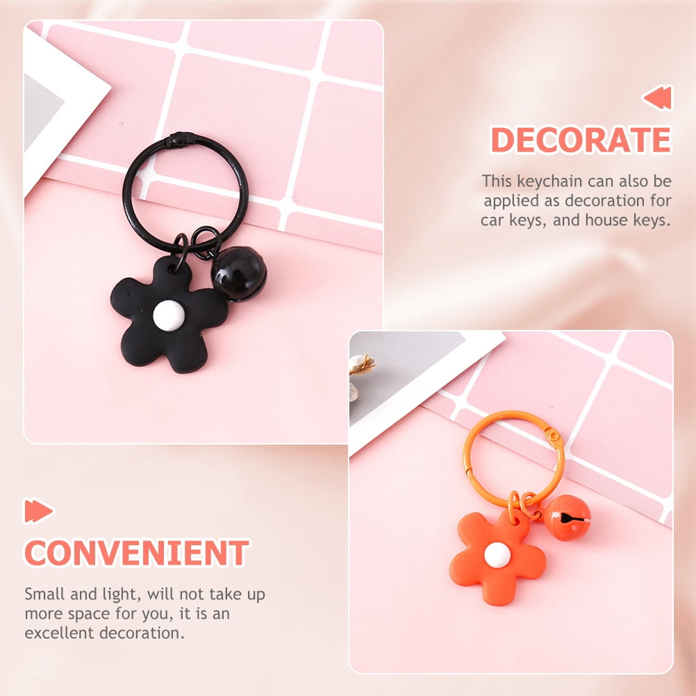 SKISUNO 10-Piece Handbag Charm Keychains with Flower and Bell Accessories for Women and Friends Set