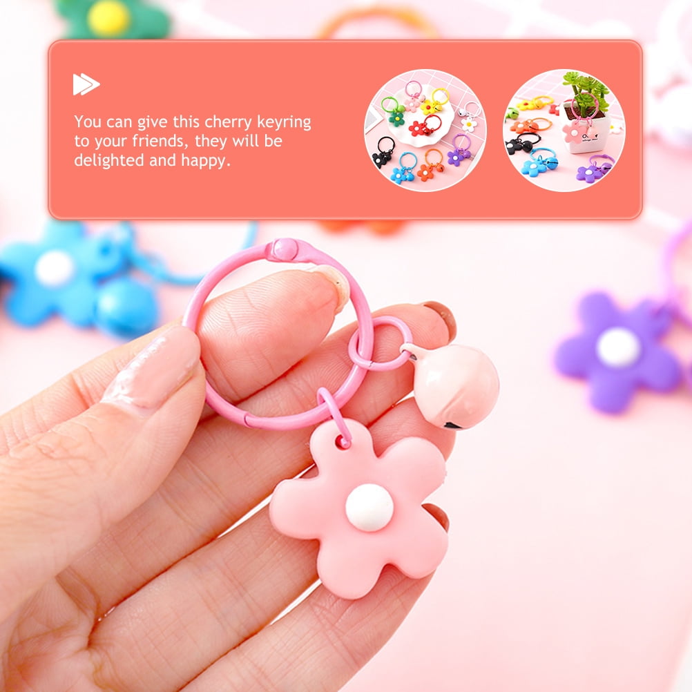 SKISUNO 10-Piece Handbag Charm Keychains with Flower and Bell Accessories for Women and Friends Set
