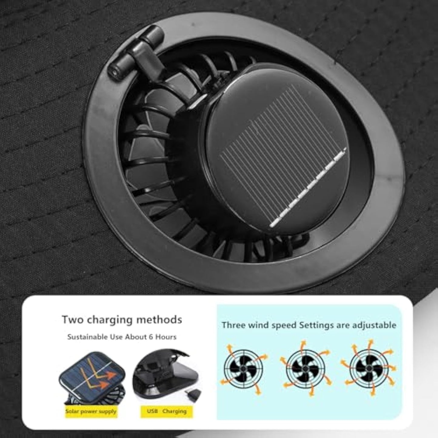 Darzheoy Solar Fan Hat Wide Brim Solar Fan Hat Outdoor Wide Brim Sun Hat with Solar Fan Fishing Hat, Removable & USB Charging Fan D-White