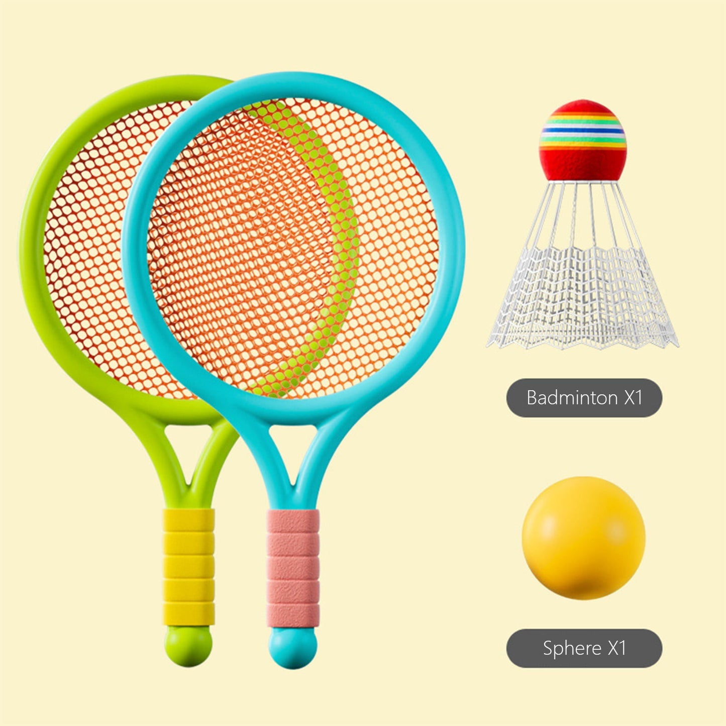 Chmadoxn Kids Badminton & Tennis Set - Racket Family Sports Gift with Balls， Lightweight Beginner Gear for Ages 6-12, Indoor/Outdoor Play Blue