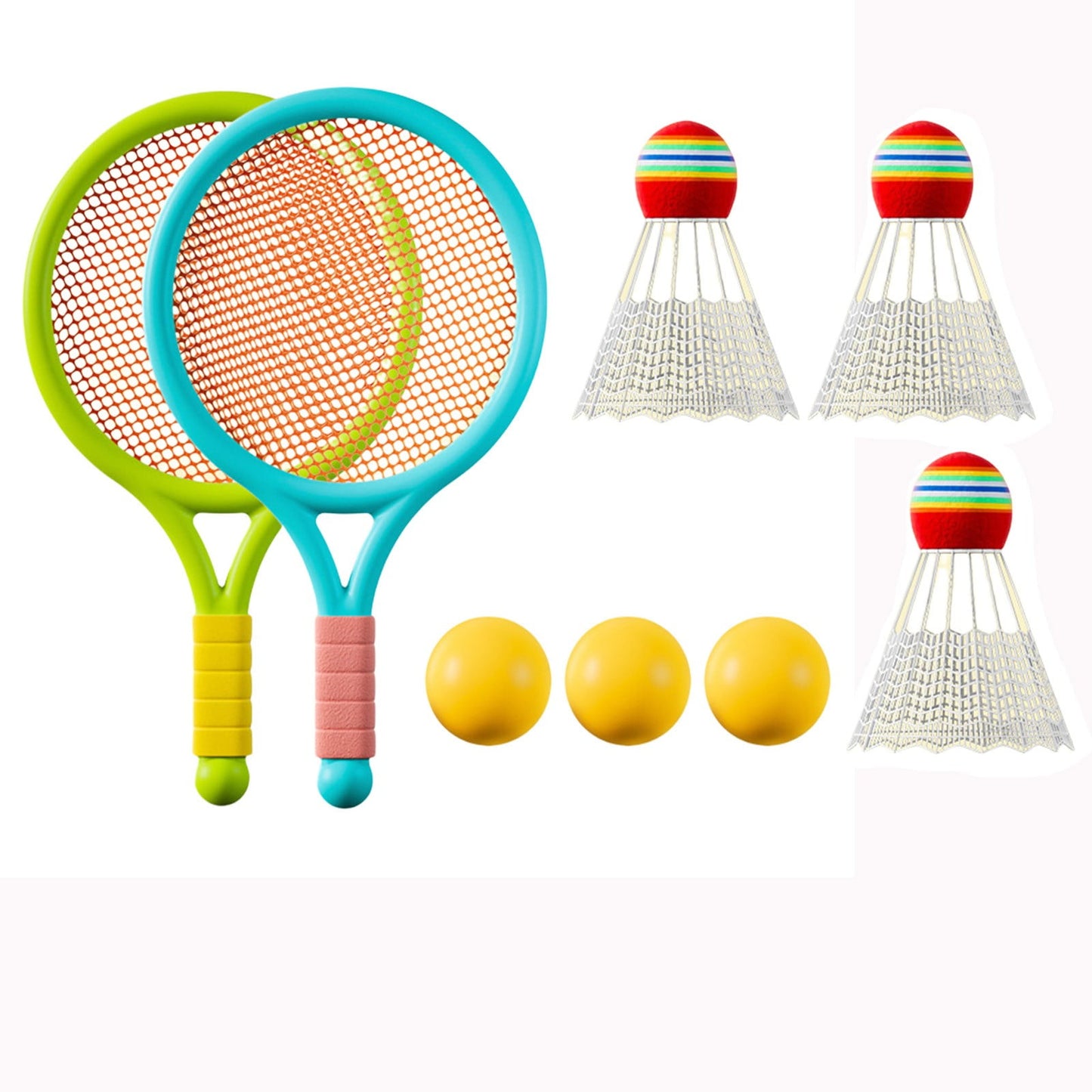 Chmadoxn Kids Badminton & Tennis Set - Racket Family Sports Gift with Balls， Lightweight Beginner Gear for Ages 6-12, Indoor/Outdoor Play Blue 1