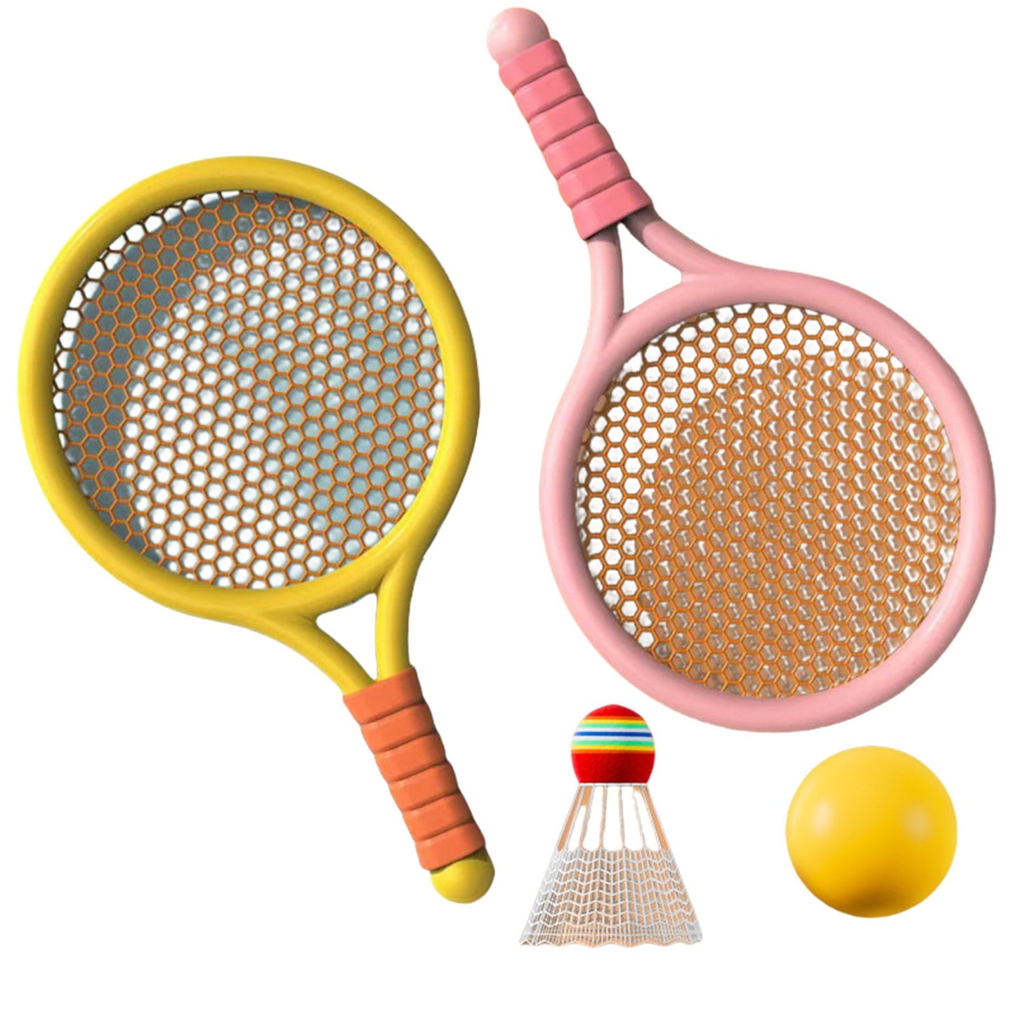 Chmadoxn Kids Badminton & Tennis Set - Racket Family Sports Gift with Balls， Lightweight Beginner Gear for Ages 6-12, Indoor/Outdoor Play Red