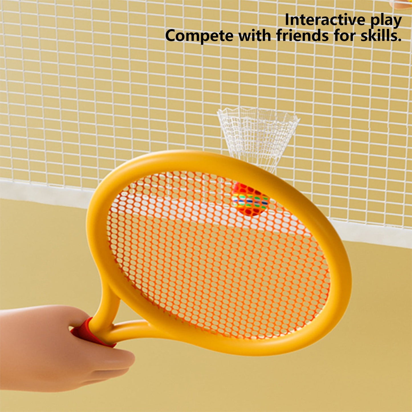Chmadoxn Kids Badminton & Tennis Set - Racket Family Sports Gift with Balls， Lightweight Beginner Gear for Ages 6-12, Indoor/Outdoor Play Red