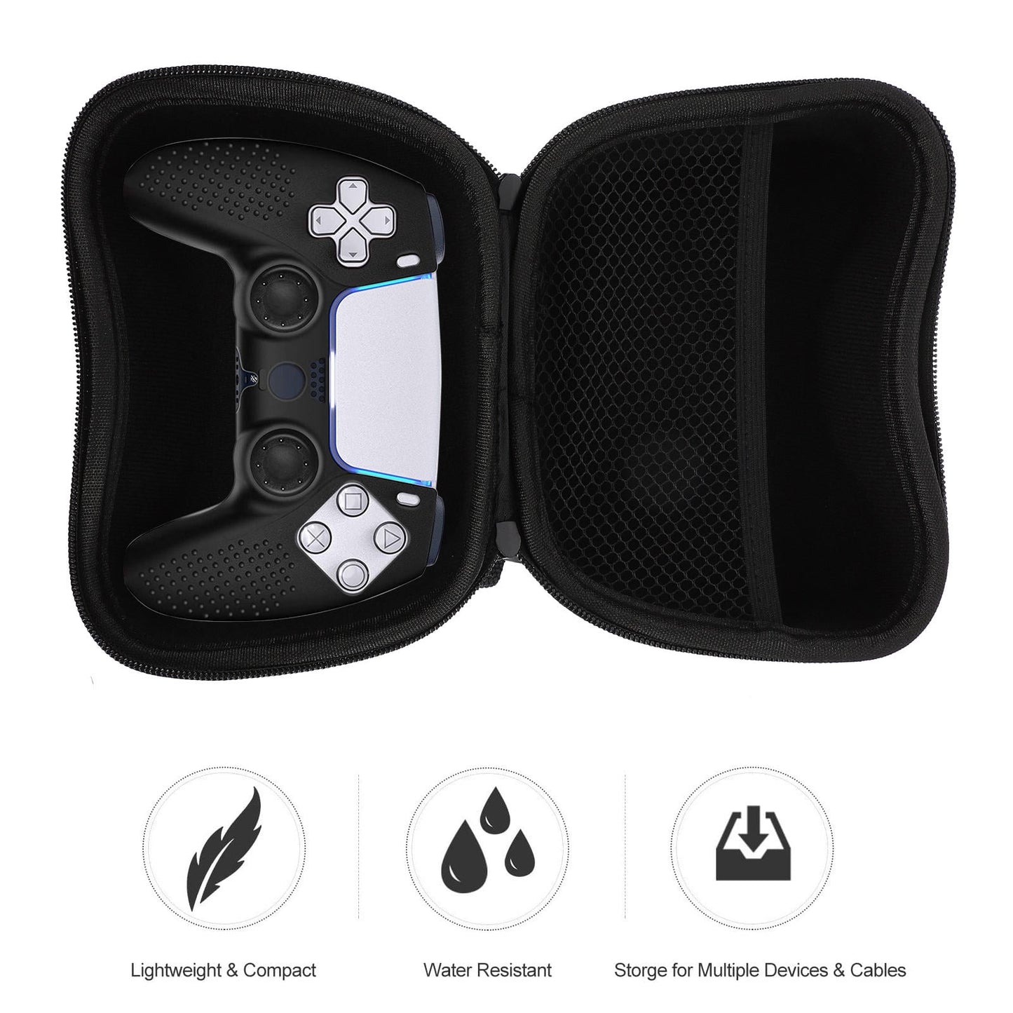 HOOWIFFY Black Game Controller Protective Case with EVA Material, Scratch-Resistant and Shockproof Lining for Enhanced Safety