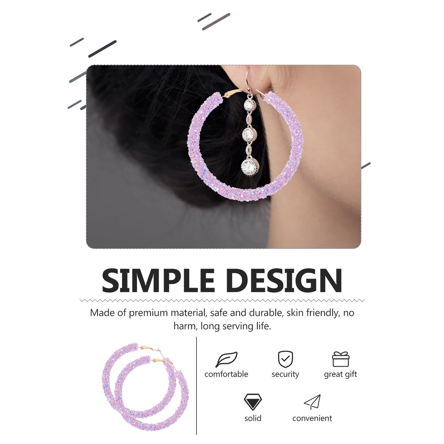 HOOWIFFY oversized earrings for women Violet 1 Pair