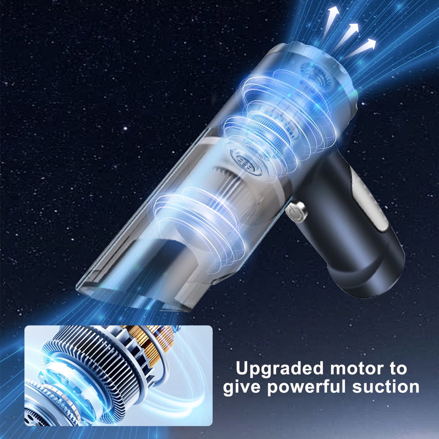 Chmadoxn Cordless Vacuum Cleaner, Portable Handheld Car Vacuum Cleaner - 50W 9000Pa Strong Suction, 7.4V USB Rechargeable, Mini Folding Design with 6 Accessories, Black ABS Dust Buster for Car/Home