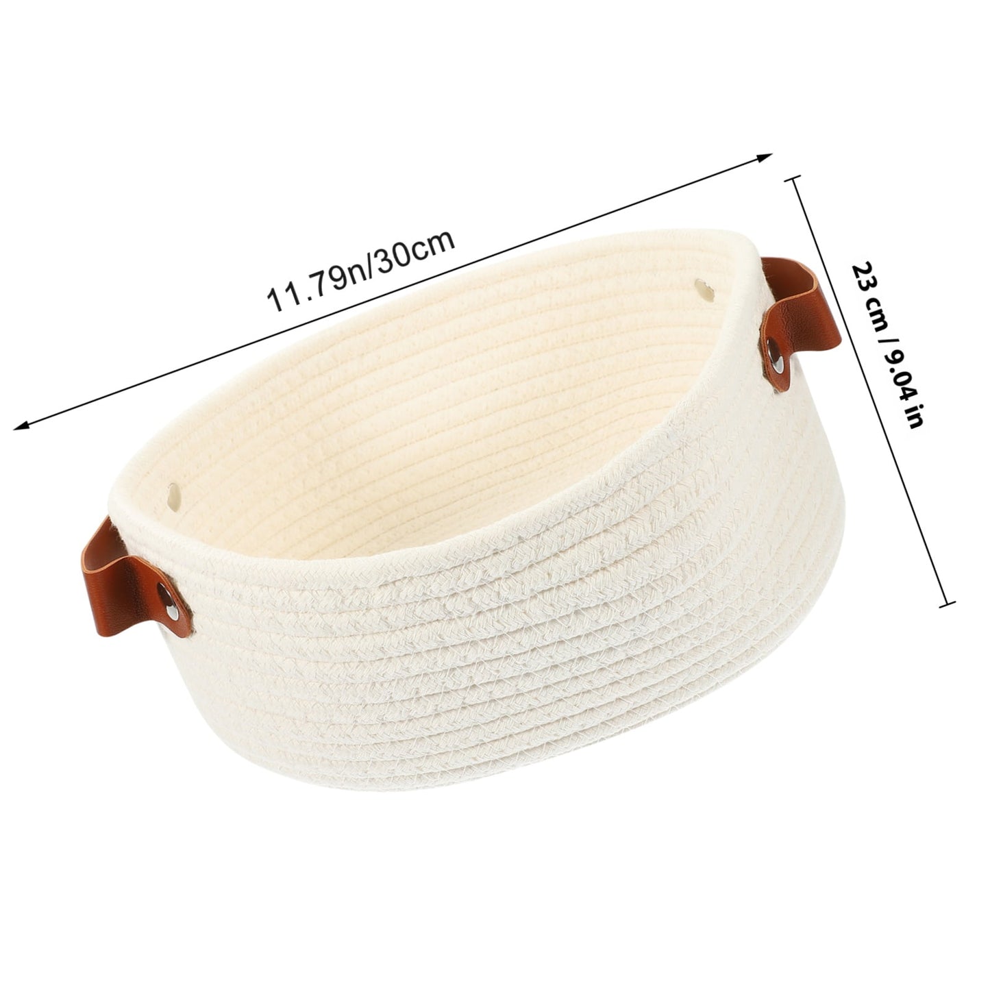 HOOWIFFY White Woven Storage Basket with Handle for Everyday Home Organization and Storage Solutions