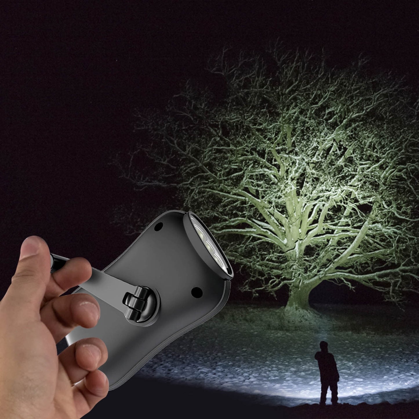 Chmadoxn Crank Flashlight, Emergency Rechargeable LED Flashlight, Portable Camping Light, Self Powered Rechargeable Flashlight for Outdoor Mountaineering Backpack Hiking As Show white