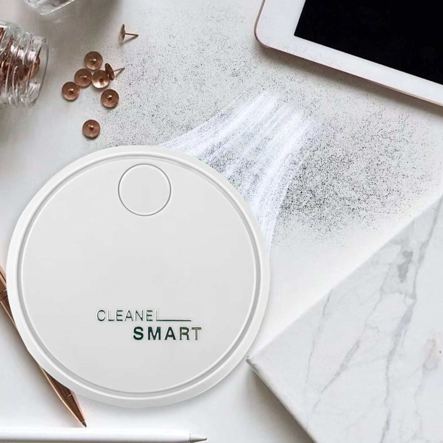 Back to School Chmadoxn Desk Vacuum Cleaner, 360 Degree Rotating Design, Mini Table Vacuum Improved Details USB Cordless Vacuum, Sucks up Tiny Items Crumbs for Desktop Drawer Countertop 2.5×3.2 in White