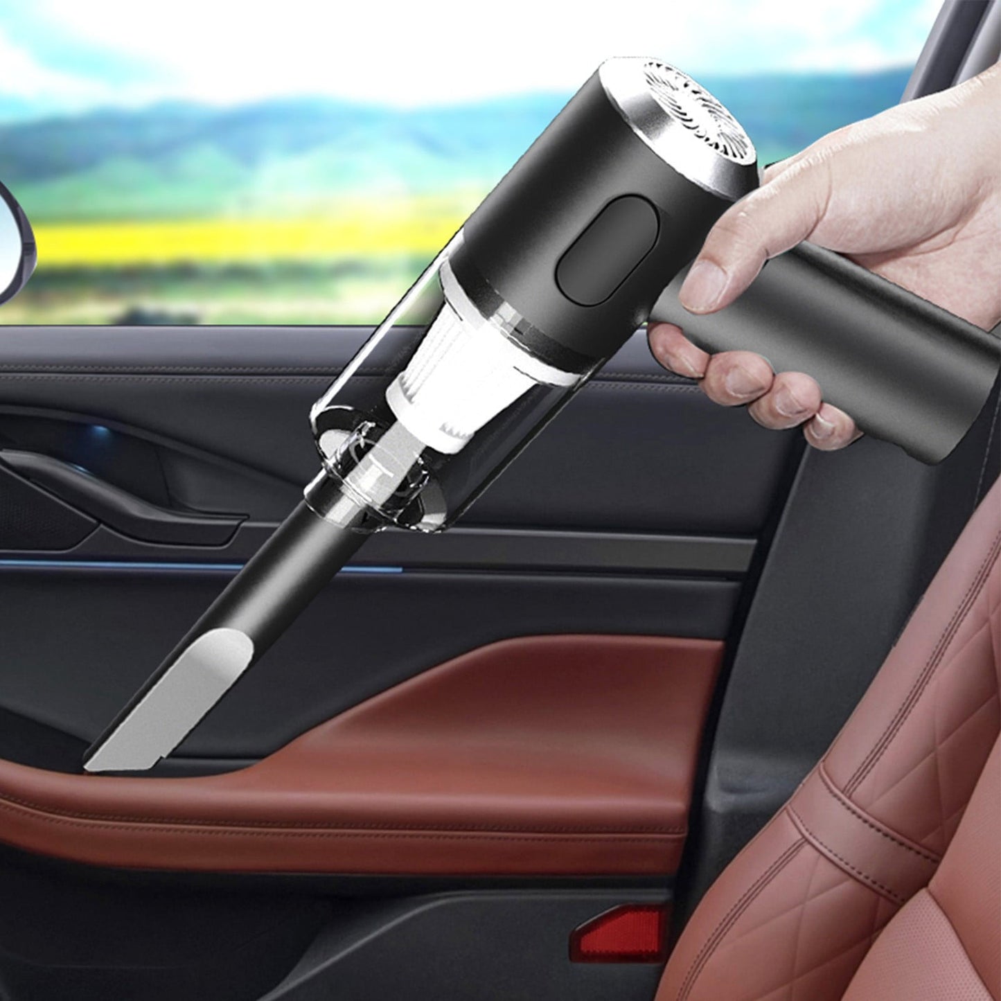 Kdkad Handheld Car Vacuum Cleaner, 120W Powerful Suction Small Car Vacuum Cleaner, Mini Dusts Buster with USB Portable Vacuum Cleaner(2 Filter) 6.1×6.4 in B